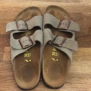 Birkenstock Arizona Suede Sandals-Taupe